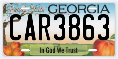 GA license plate CAR3863