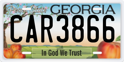 GA license plate CAR3866