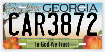 GA license plate CAR3872