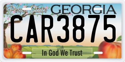 GA license plate CAR3875