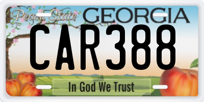 GA license plate CAR388