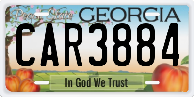 GA license plate CAR3884