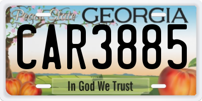 GA license plate CAR3885