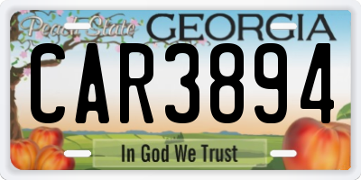 GA license plate CAR3894