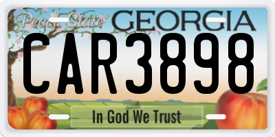 GA license plate CAR3898