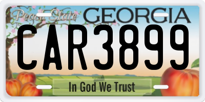 GA license plate CAR3899