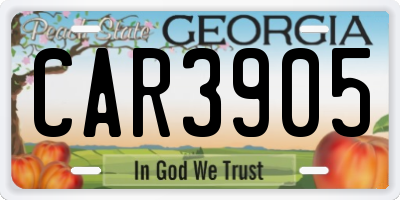 GA license plate CAR3905