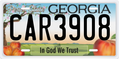 GA license plate CAR3908