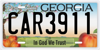 GA license plate CAR3911