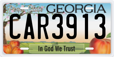 GA license plate CAR3913