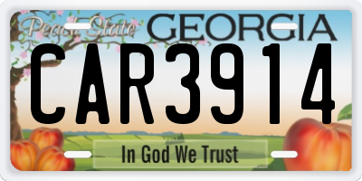 GA license plate CAR3914