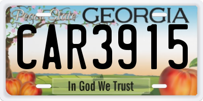 GA license plate CAR3915