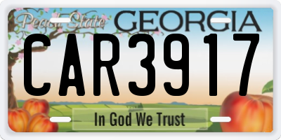 GA license plate CAR3917
