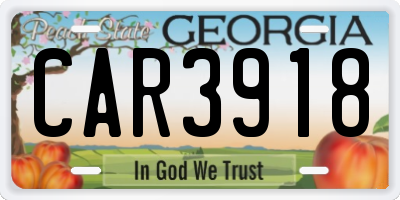 GA license plate CAR3918