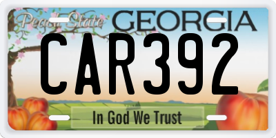 GA license plate CAR392