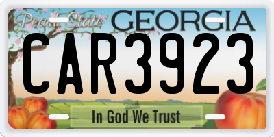 GA license plate CAR3923