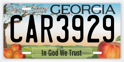 GA license plate CAR3929