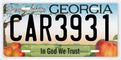 GA license plate CAR3931