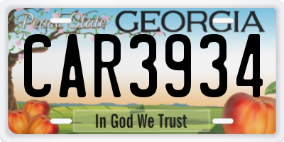 GA license plate CAR3934