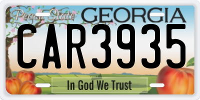 GA license plate CAR3935