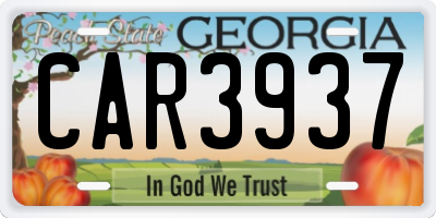 GA license plate CAR3937