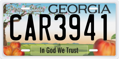 GA license plate CAR3941