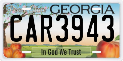GA license plate CAR3943