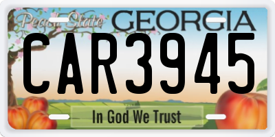 GA license plate CAR3945