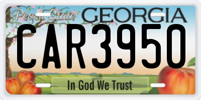 GA license plate CAR3950