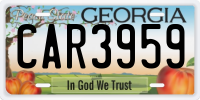 GA license plate CAR3959
