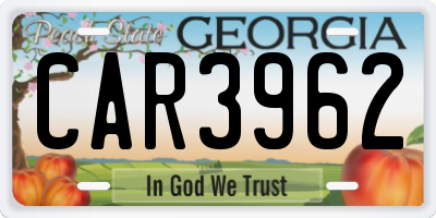 GA license plate CAR3962