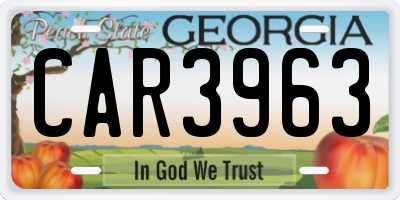 GA license plate CAR3963