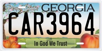GA license plate CAR3964