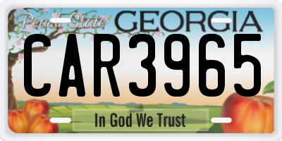 GA license plate CAR3965