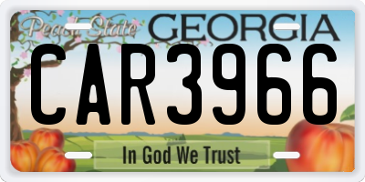 GA license plate CAR3966