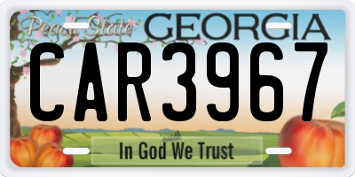 GA license plate CAR3967