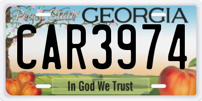 GA license plate CAR3974