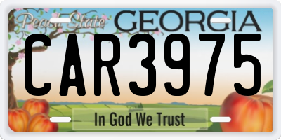 GA license plate CAR3975