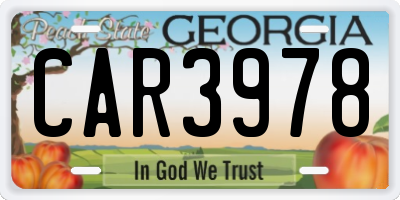 GA license plate CAR3978