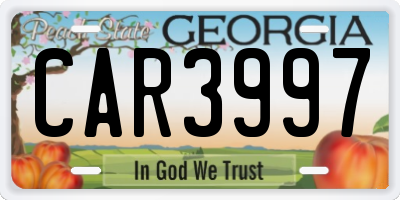 GA license plate CAR3997