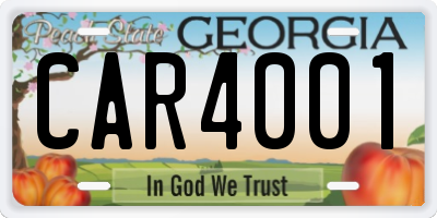 GA license plate CAR4001