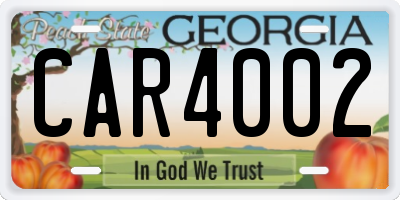 GA license plate CAR4002