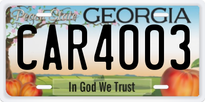 GA license plate CAR4003