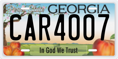 GA license plate CAR4007