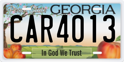 GA license plate CAR4013