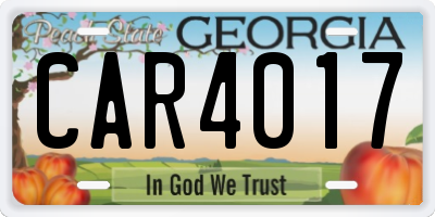 GA license plate CAR4017