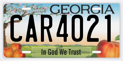 GA license plate CAR4021