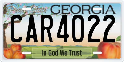 GA license plate CAR4022