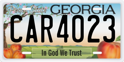 GA license plate CAR4023