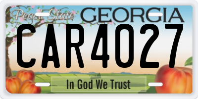 GA license plate CAR4027